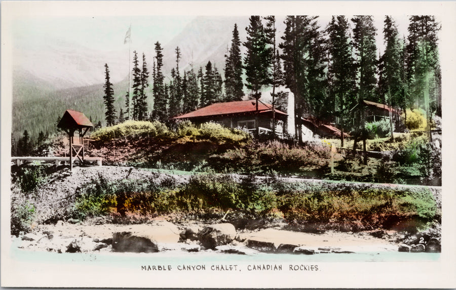 Marble Canyon Chalets Fairmont Hot Springs BC Canadian Rockies Gowen Sutton RPPC Postcard