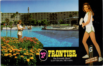 Frontier Hotel Las Vegas NV Nevada Female Tennis Player Pool Postcard