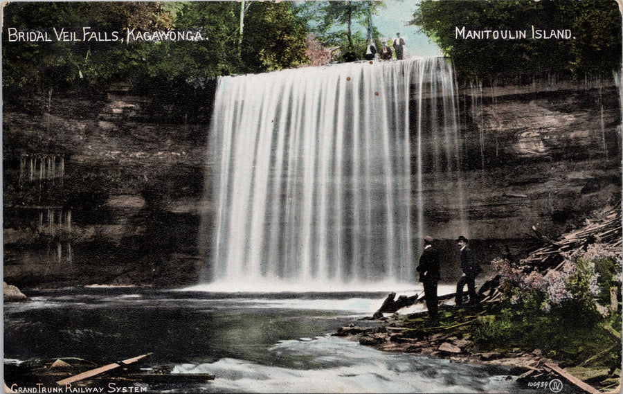 Bridal Veil Falls Kagawonga Manitoulin Island Ontario c1906 Postcard SP10