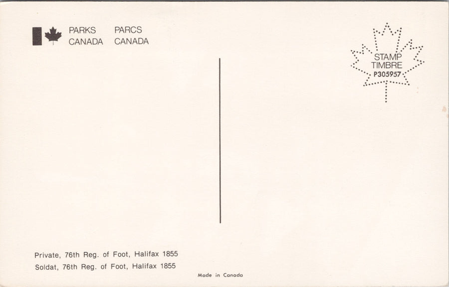 Parks Canada Private 76th Regiment of Foot Halifax NS Nova Scotia Postcard SP10