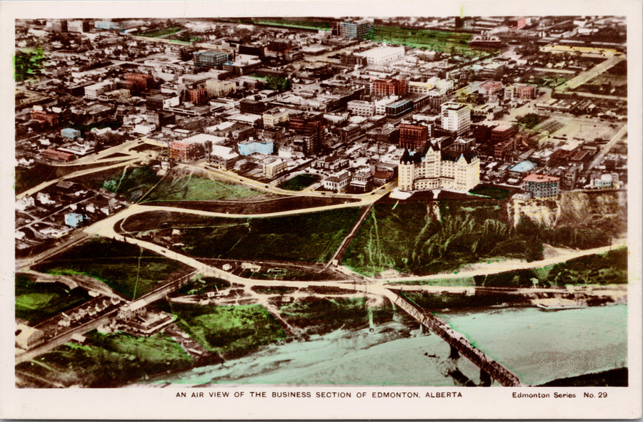 Edmonton Alberta Aerial View Business Section Series #29 RPPC Postcard