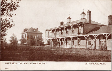 Lethbridge Alberta Galt Hospital and Nurses Home #3909 Warwick Bros Postcard 