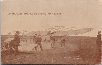 Grahame-White Starting Engine for Flight Airplane Boston MA c1910 Postcard 