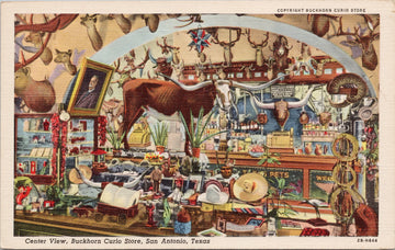 San Antonio Texas Buckhorn Curio Store was Saloon TX Unused Linen Postcard 