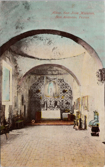 San Antonio Texas Altar San Jose Mission Unused Postcard 