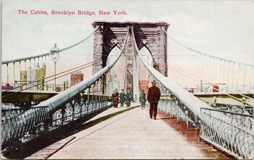 The Cables Brooklyn Bridge New York NY c1910 Postcard 