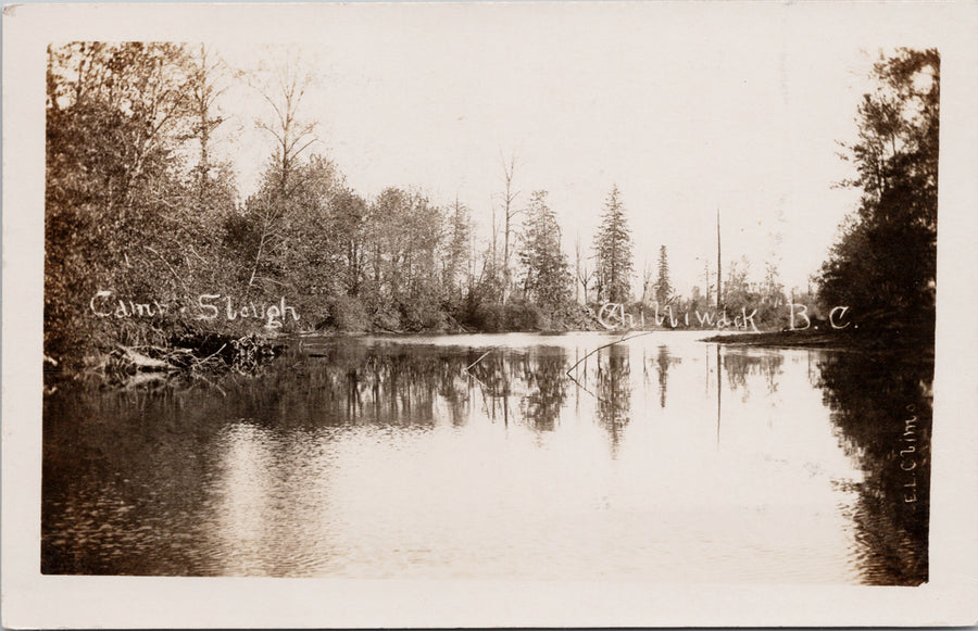 Chilliwack BC Camp Slough Fraser Valley c1907 EL Climo Real Photo Postcard