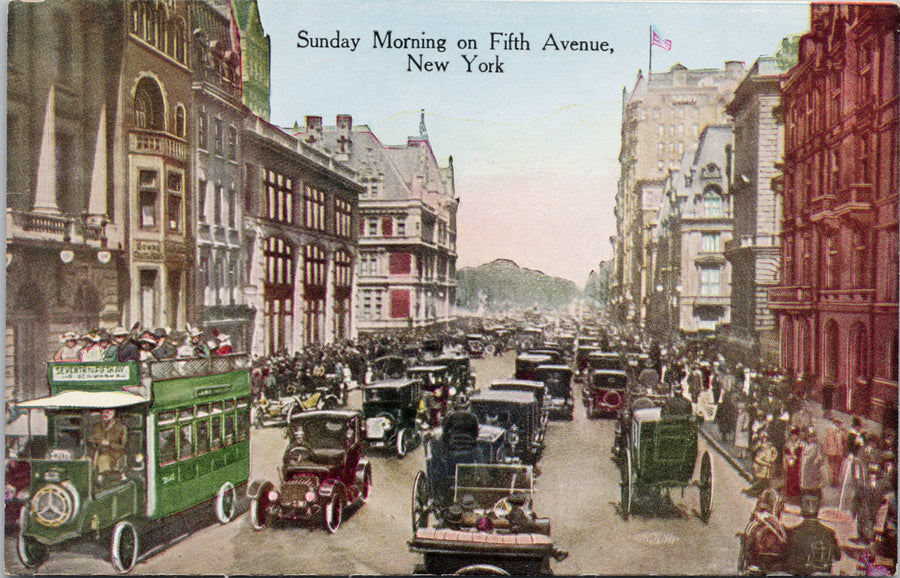 Sunday Morning on Fifth Avenue New York NY Unused Postcard