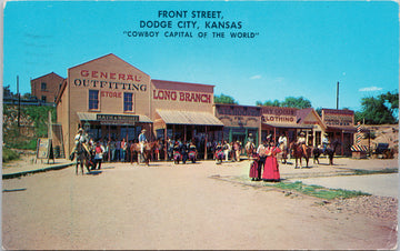 Dodge City Kansas Front Street 1960s Vintage Postcard 