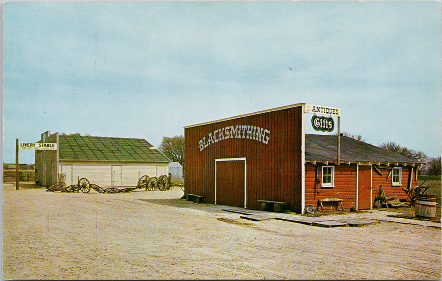 Old Abilene Kansas Blacksmith Shop Livery Stable Antiques Gifts Postcard SP11