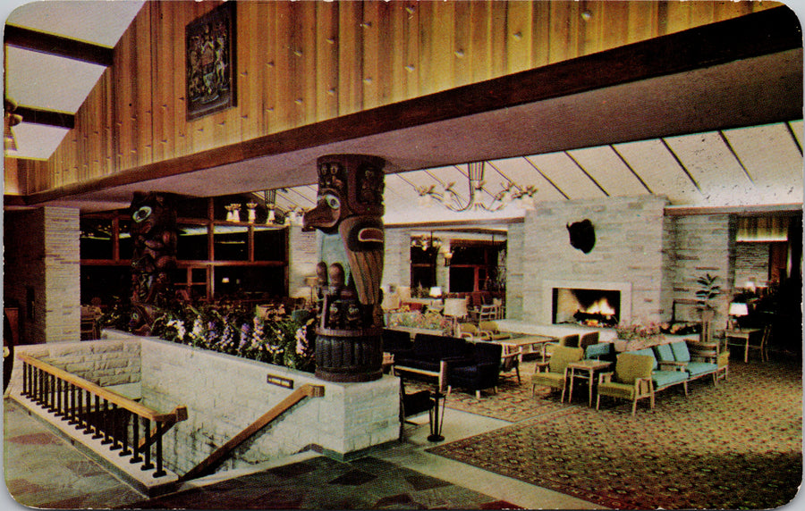 Jasper Alberta Jasper Park Lodge Main Lounge Unused Vintage Postcard 