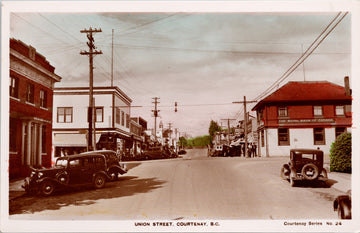 Courtenay BC Union Street Vancouver Island Fred Spalding RPPC Postcard 