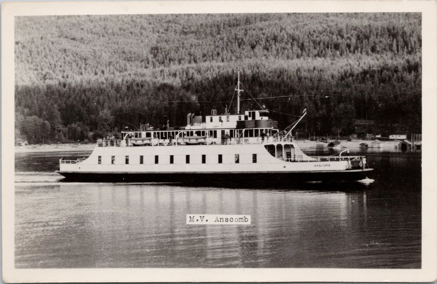 MV 'Anscomb' Ferry Ship Kootenay Lake BC Real Photo Postcard 