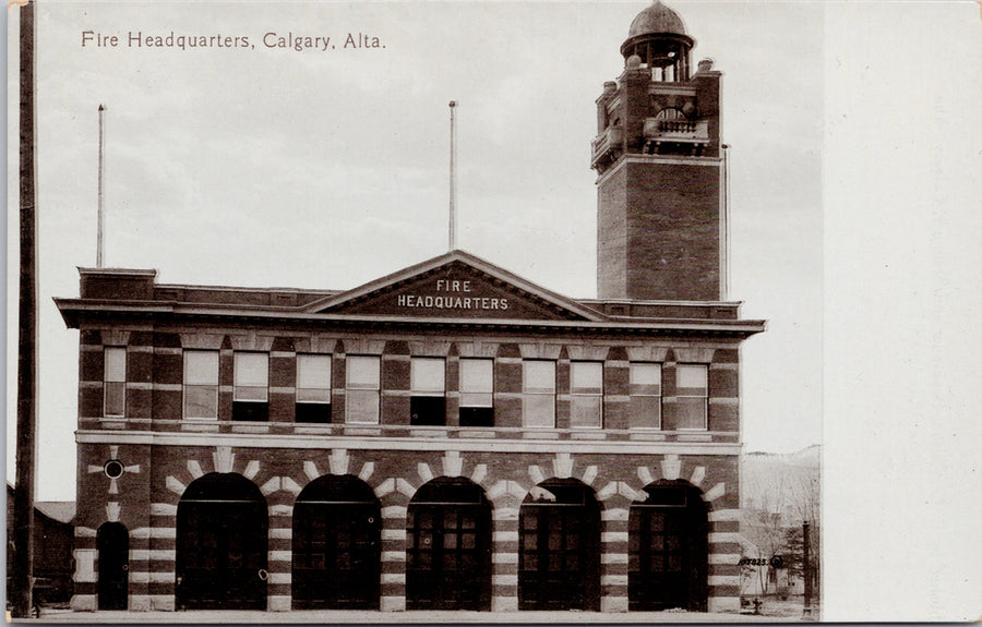 Fire Headquarters Calgary Alberta Fire Department Firehall Unused Postcard