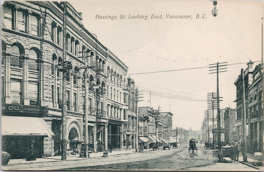 Vancouver BC Hastings Street looking East Postcard 