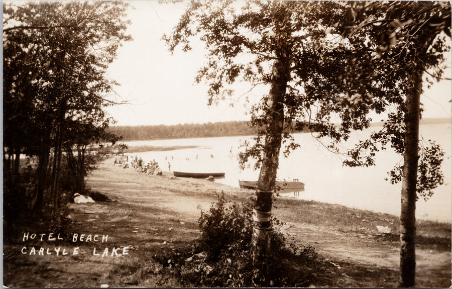 Carlyle Lake SK Saskatchewan Hotel Beach Unused Real Photo Postcard 