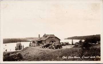 Clear Lake Manitoba Golf Club House Automobiles Unused Henson RPPC Postcard 
