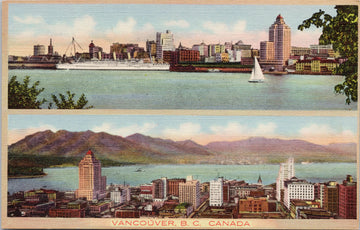 Vancouver BC Downtown Multiview Ship Sailboat Coast Publishing Postcard