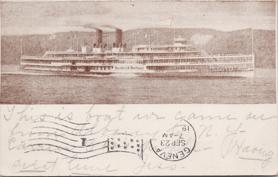 Hudson River Day Line Steamship Ship NY New York c1907 Postcard SP11