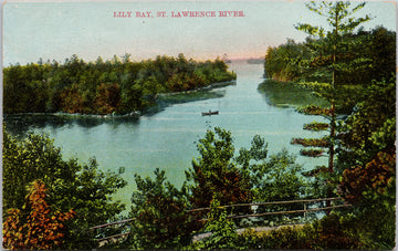 Lily Bay St Lawrence River Ontario ON c1909 Clayton Cancel Postcard 