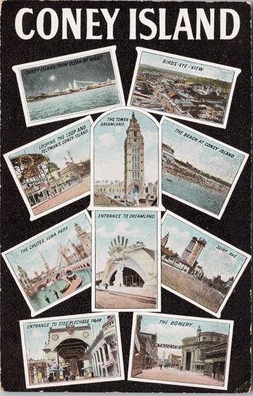 Coney Island New York NY Multiview Antique Postcard 