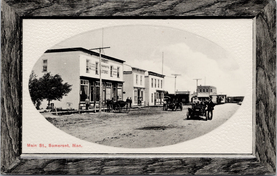 Somerset Manitoba Main Street Autos Unused Rumsey Oval Postcard 