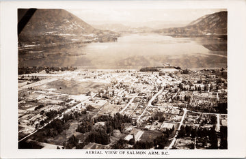 Salmon Arm BC British Columbia Aerial View Unused Real Photo Postcard 