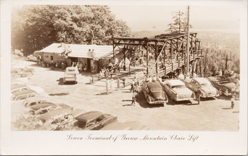 Grouse Mountain Chair Lift Vancouver BC British Columbia Autos RPPC Postcard 