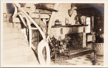 Grouse Mountain Chalet Interior North Vancouver BC Unused JW Real Photo Postcard 