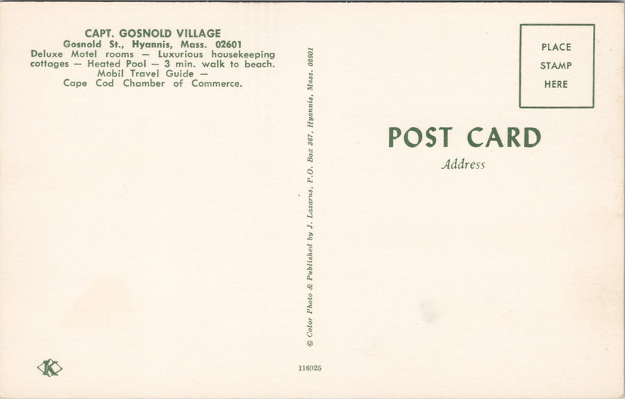 Captain Gosnold Village Hyannis MA Mass Unused Vintage Postcard SP11