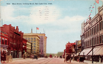 Salt Lake City UT Main Street looking South c1911 Postcard 