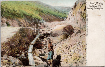 Gold Mining in Northern British Columbia Miner c1906 Union Bay BC Cancel Postcard