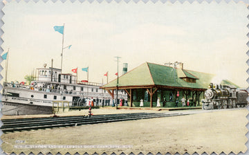 Charlotte NY NYC Railway Station Train Steamboat SS 'Arundell' Unused Postcard