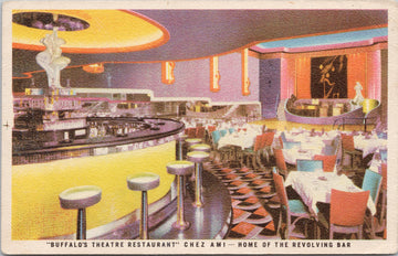 Chez Ami Restaurant Buffalo NY New York Interior Unused Linen Postcard 