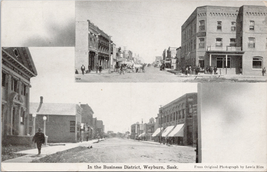 Weyburn Saskatchewan Business District Unused Lewis Rice Litho Postcard