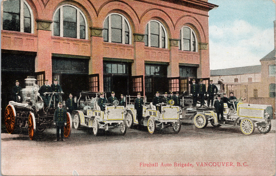 Vancouver BC Firehall Auto Brigade Fire Department Firemen Unused Postcard SP12