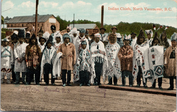 North Vancouver BC Indigenous Chiefs First Nations People c1909 Postcard 