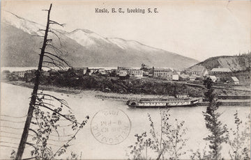 Kaslo BC looking South-East Steamship Sternwheeler British Columbia Postcard