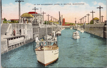 Government Locks Seattle WA Boats Postcard 