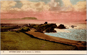 September Sunset Isle of Doagh Ireland Donegal County Postcard