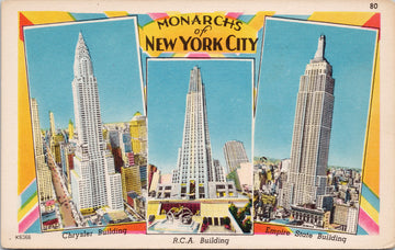 Monarchs of New York City NY RCA Chrysler Empire State Buildings Postcard