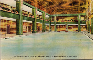 Brooklyn NY St George Swimming Pool Salt Water New York Linen Postcard 