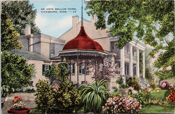 Vicksburg MS Ante Bellum Home Mississippi Unused Linen Postcard