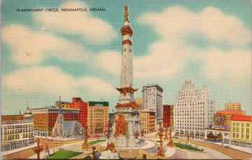 Monument Circle Indianapolis IN Indiana c1950 Vintage Linen Postcard 