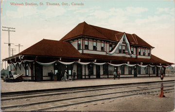 Wabash Station St. Thomas Ontario Railway Train Depot c1911 Postcard