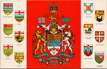 Canada Patriotic Provincial Coat of Arms Shields Canadian Provinces Postcard 