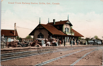 Orillia Ontario Grand Trunk Railway Station GTR Train Depot c1909 Postcard 