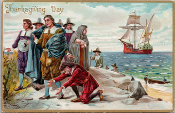 Thanksgiving Day Pilgrims Ship RJ Wealthy Artist Tuck #161 Postcard 