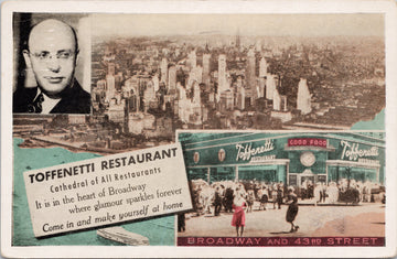 Toffenetti Restaurant New York NY Times Square Advertising Postcard 
