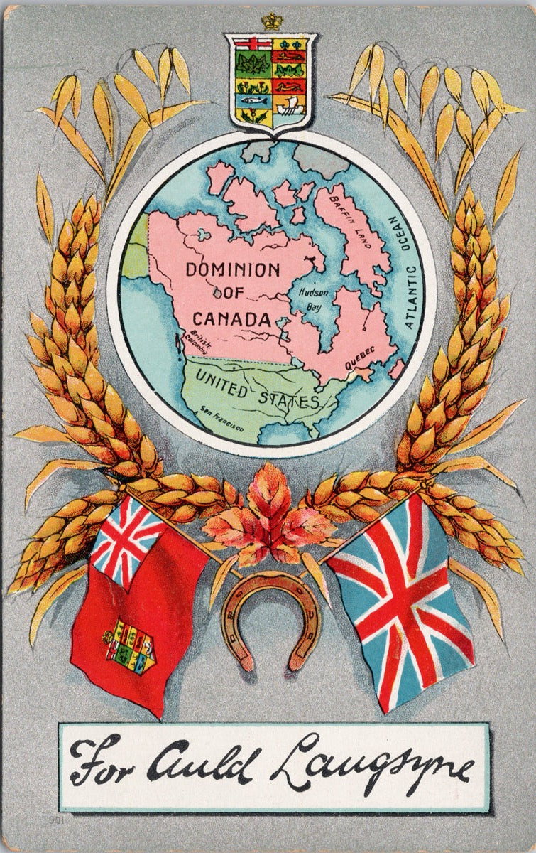 Dominion of Canada Patriotic For Auld Langsyne Red Ensign Wheat Unused Postcard